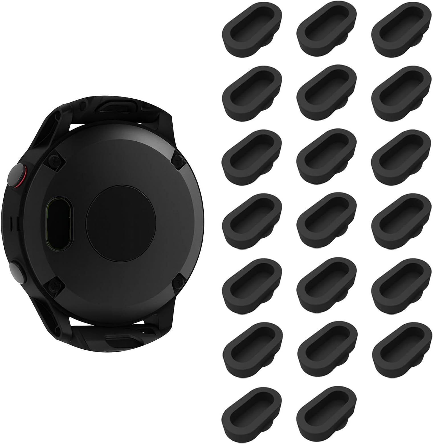 Black Charger Port Protector for Fenix– Silicone Dust Plug Compatible for Garmin Fenix 8/7/7S/7X/6/6S/6X/5/5S/5X Plus, Instinct 2/3, Forerunner 45/245/945, Venu 2/3, Vivoactive 3/4/5