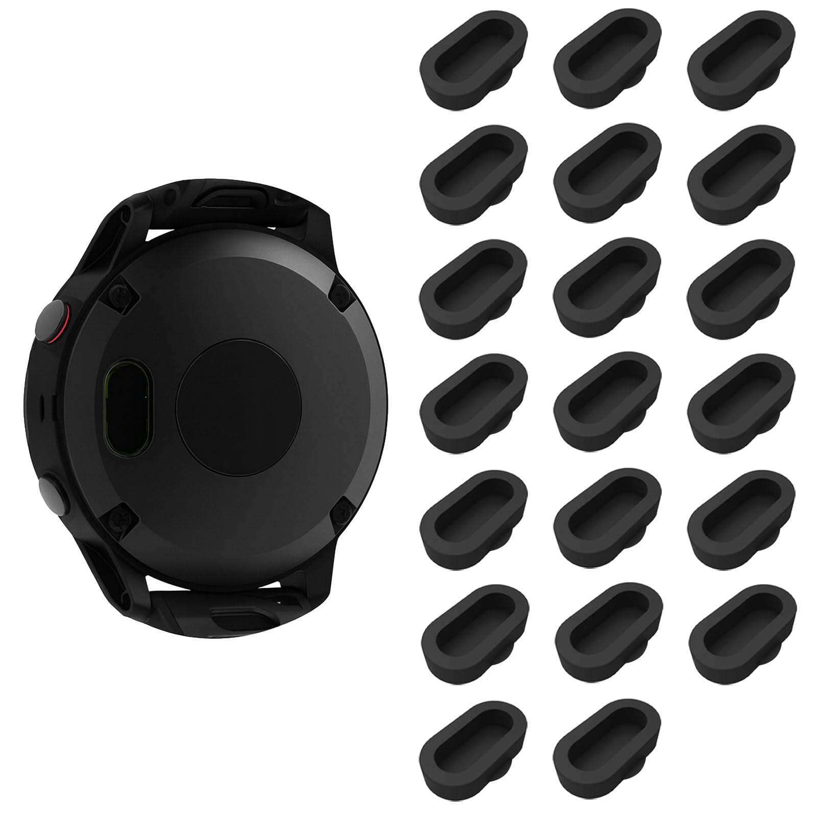 Black Charger Port Protector for Fenix– Silicone Dust Plug Compatible for Garmin Fenix 8/7/7S/7X/6/6S/6X/5/5S/5X Plus, Instinct 2/3, Forerunner 45/245/945, Venu 2/3, Vivoactive 3/4/5