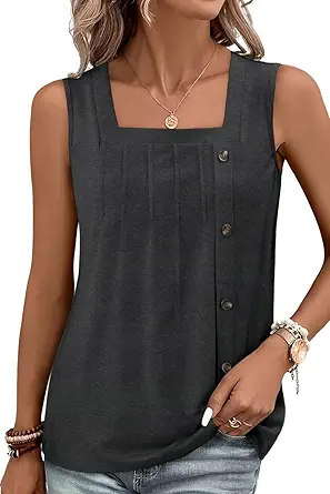 KISSMODA Womens Boho Tops for Summer Sleeveless Tanks Loose Fit Casual Blouse Daily Shirts for Leggings (S-3XL)