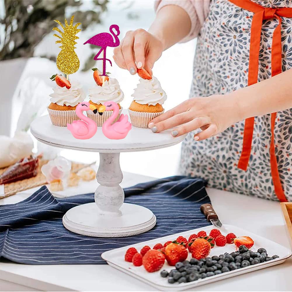 Décorations de Cupcake hawaïennes, 24 pièces, flamant rose, ananas, feuilles de palmier, cure-dents, décoration de gâteau de fête d'anniversaire, plage d'été tropicale  15