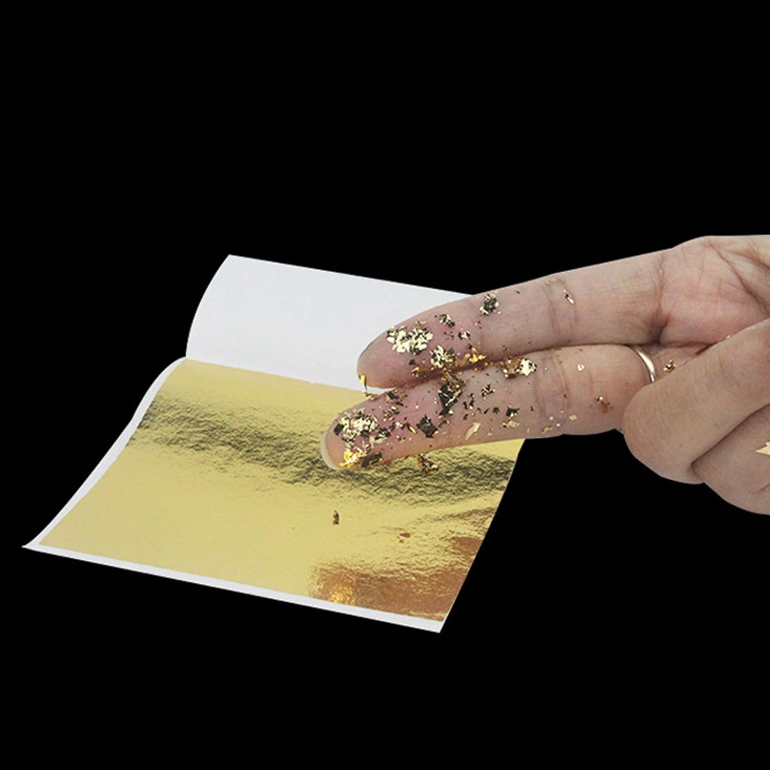 LOCADENCE 500Pcs Gold Leaf Sheets, 9.5X8.5cm Gold Foil Gold Leaf Sheets Gilding Crafting Silver Leaf Paper for Nail Art Resin Jewelry Making Face Masks Cutouts Home Decor