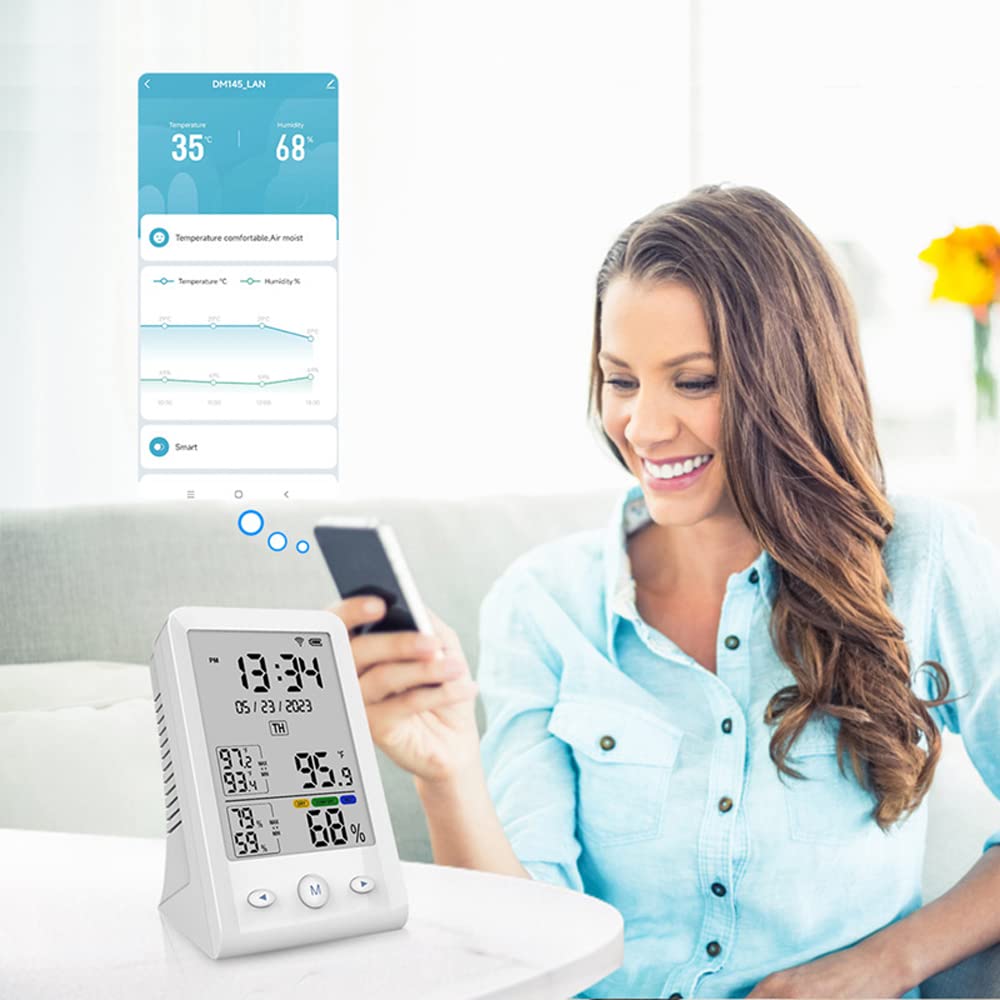 BLAIS Tuya WIFI USB Recargable Detector de temperatura y humedad Hogar Oficina Habitación del bebé Higrotermógrafo Pantalla LCD Medidor de temperatura y humedad Probador de temperatura Higrómetro