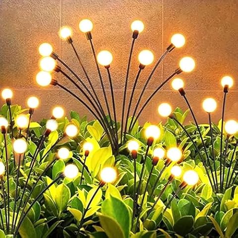 Liyade 2 Pack Solar Garden Lights, 16 LED Waterproof Solar Lights Outdoor, Firefly Garden Lights for Yard Patio Pathway Landscape Decoration, Sway by Wind, No Wiring, Warm White Cover