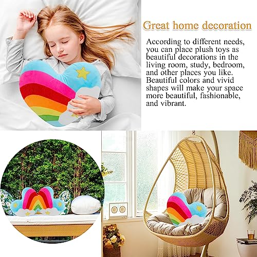 Zxmbeddings 17.7"X13.8"Heart Pillow Stuffed Rainbow Heart Shaped Throw Pillow Plush Toy,Star thumb #4
