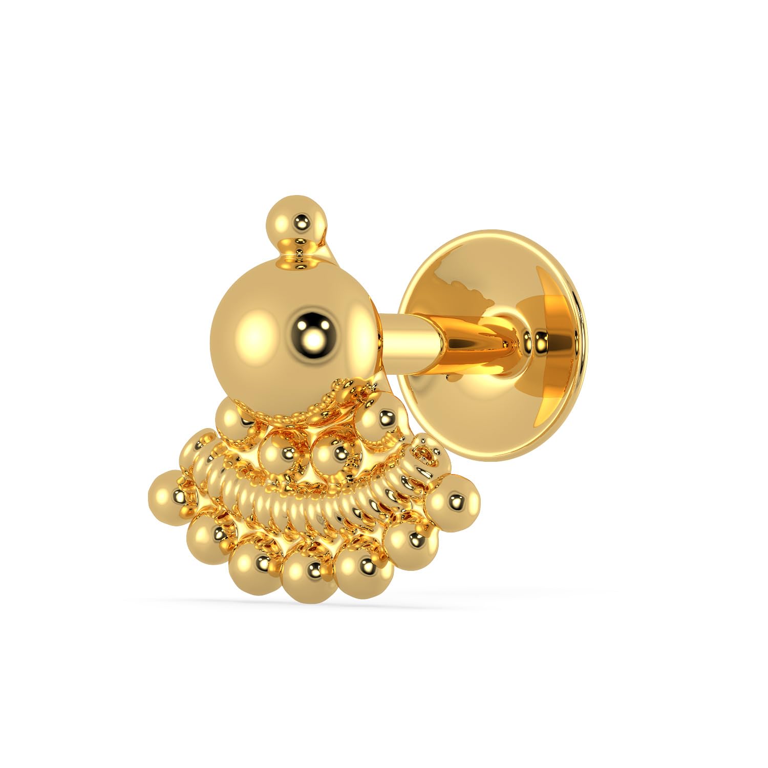 Yellow Gold Nose Pin for Women 22 k | 22k BIS Hallmark (916) Nose Stud for Women and Girls with Piercing