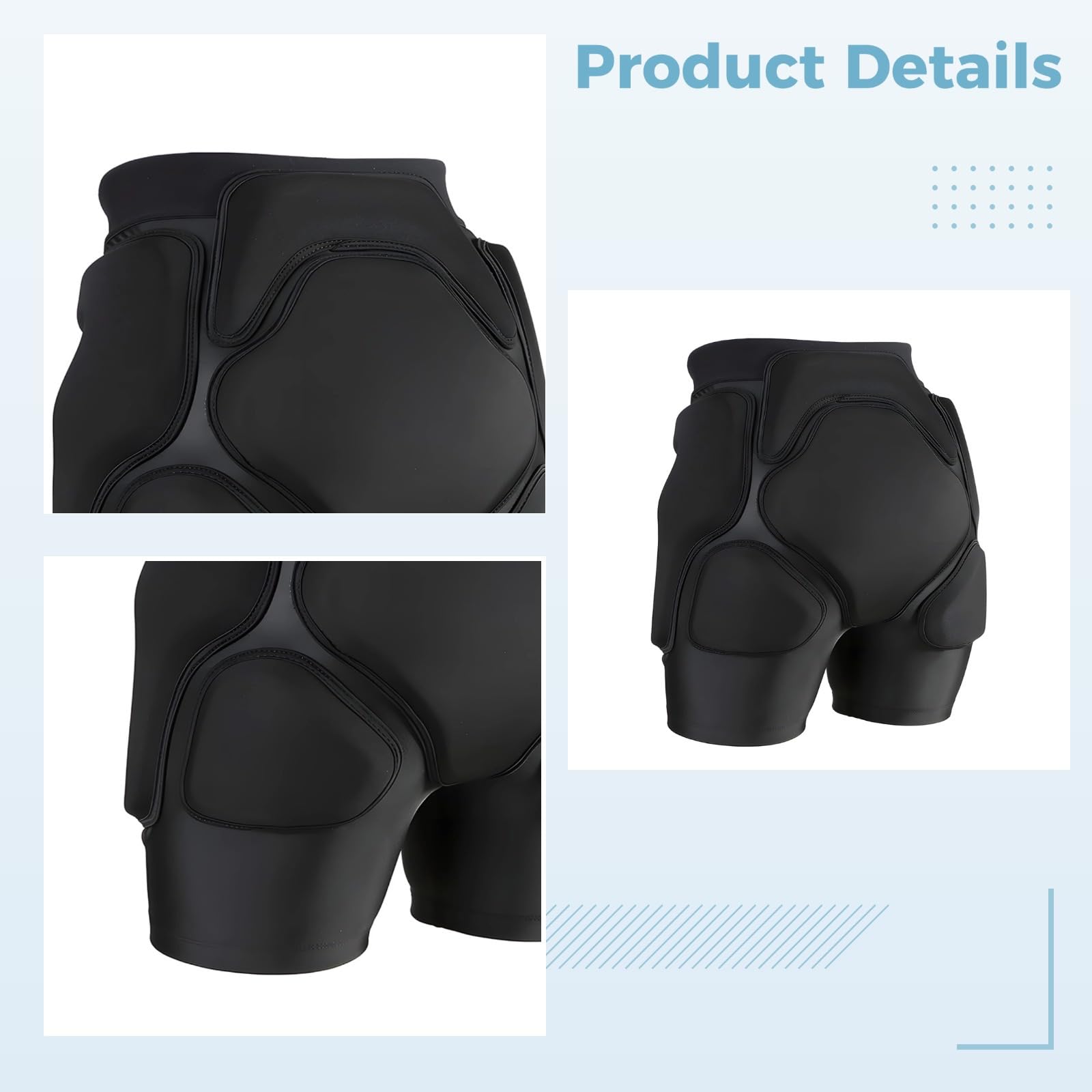 Generic Spodenki ochronne 3D Crash Pad, Hip Butt Tailbone, sprzęt udarowy do jazdy na łyżwach, snowboardzie, narciarstwie