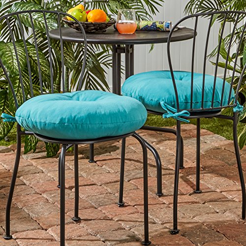 Greendale Home Fashions 18 Round Outdoor Bistro Chair Cushion (set of  2), Teal