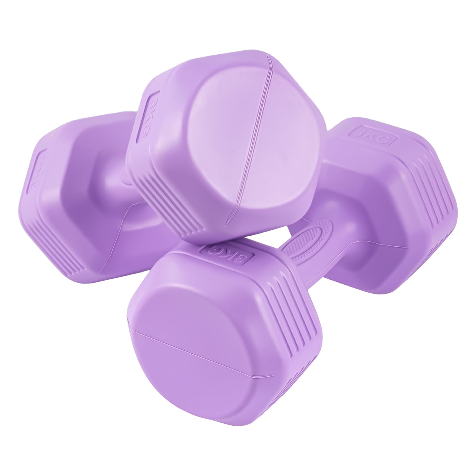 LN COZY CORNER 2PCS Neoprene Coated 3Kg Dumbbells Set for Home Fitness Strength Training Workout (Purple)