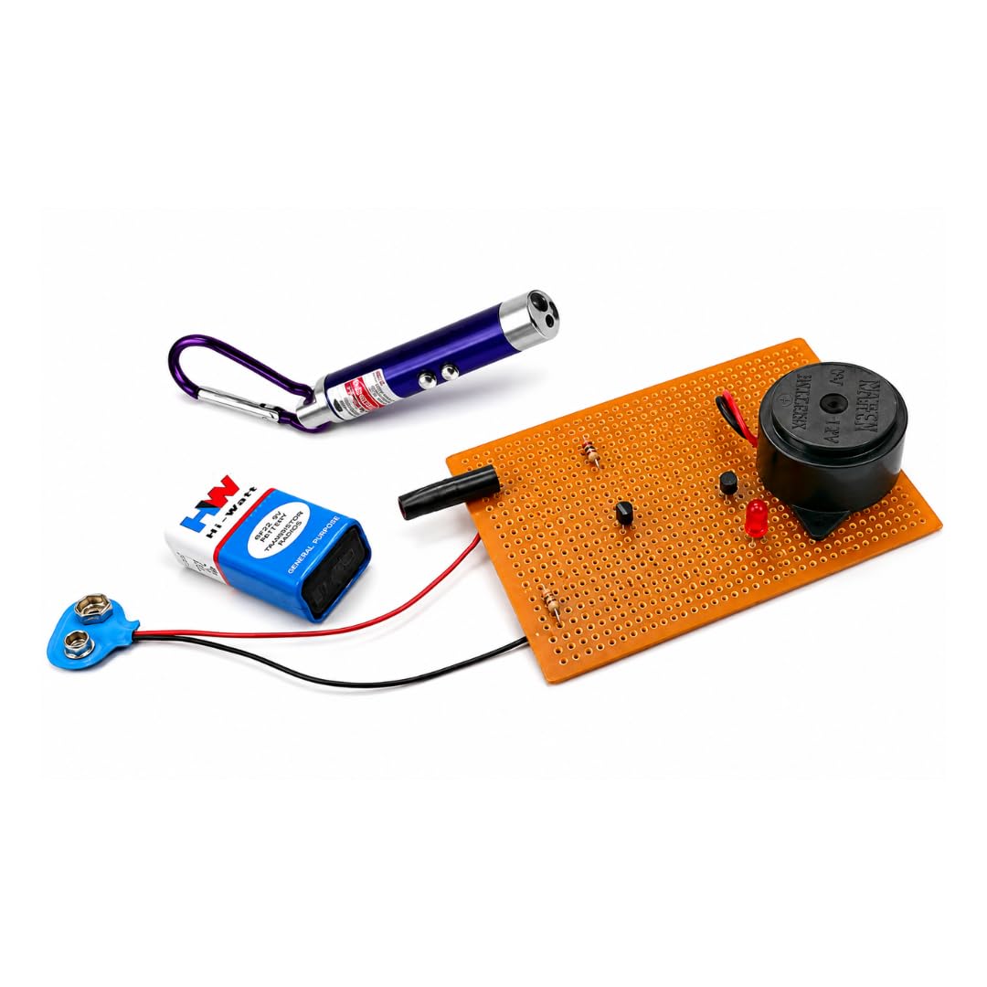 Laser Security Alarm DIY Kit with Buzzer, LED, Breadboard, 9V Battery and Laser Pointer, Science Project-image-2