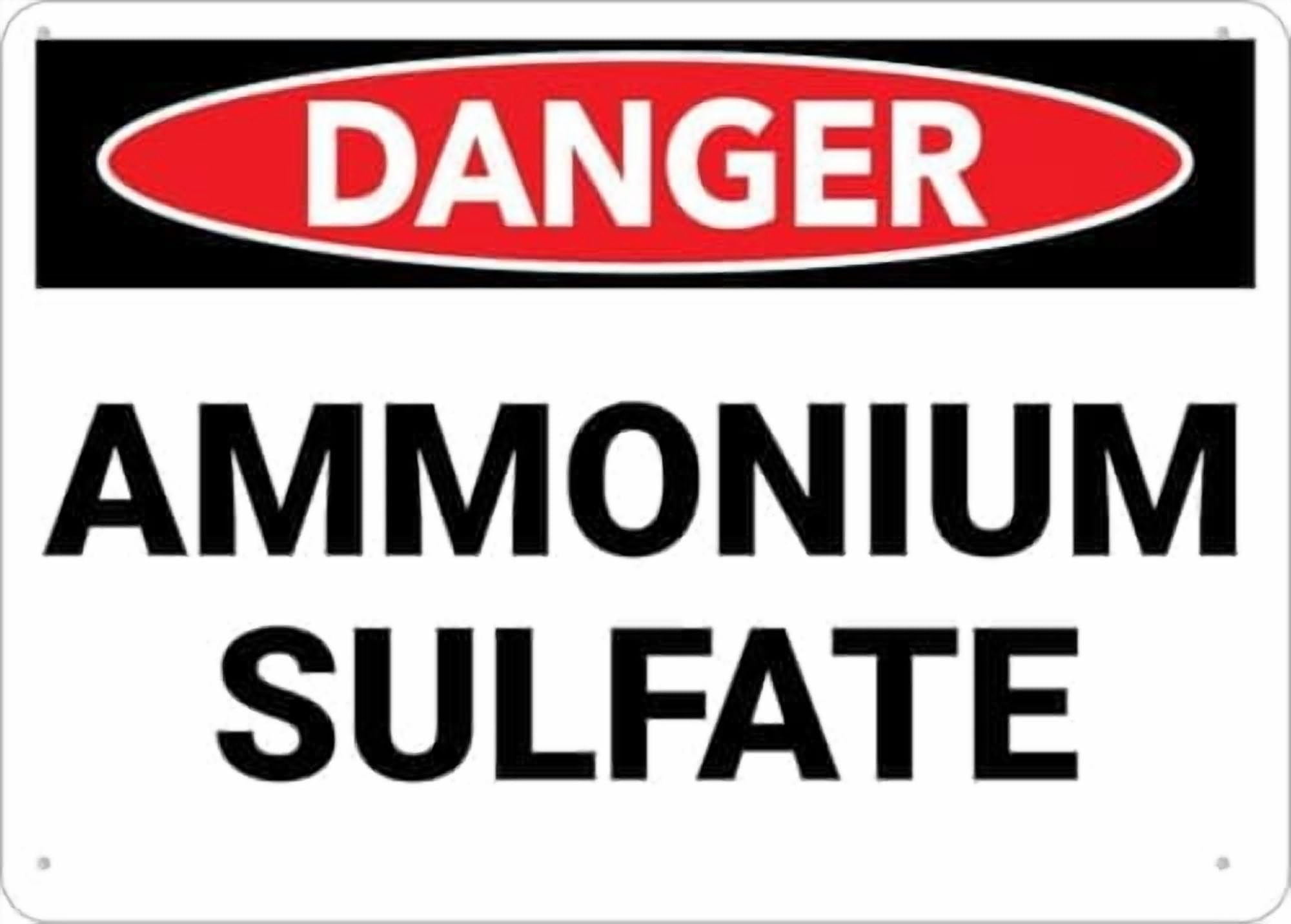 (2-Pack) Warning Metal Tin Sign - Danger Ammonian Sulfate, Rust Free Easy to Read, Sturdy, Keep Out, Outdoor Use, for Home, Farm, Yard, 12X8 Inch