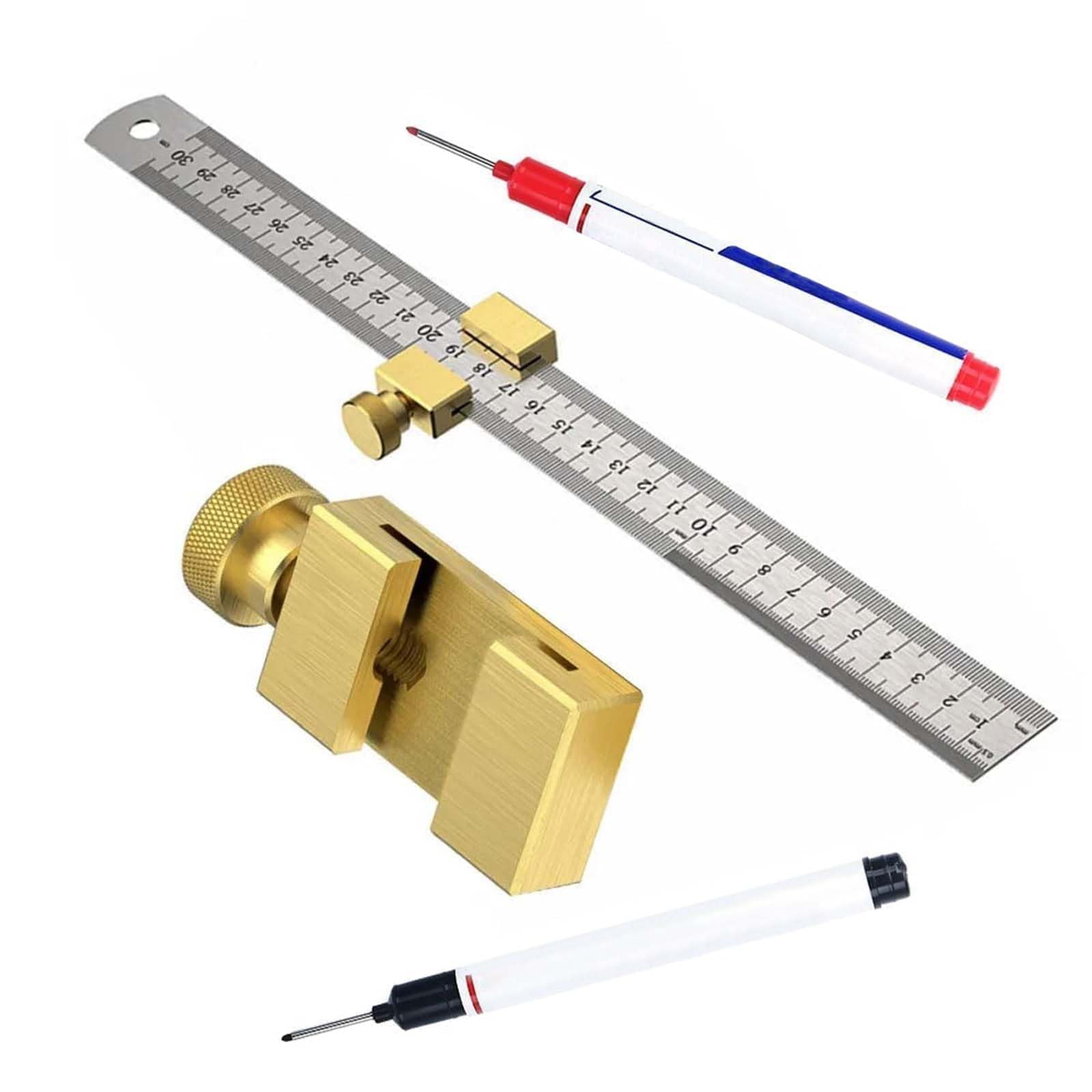 Righello in Acciaio 30cm,Righello di Misurazione Della Lunghezza,Righello in Acciaio Inossidabile,Blocco di Posizionamento Righello Parallelo, Righello ad Angolo Retto per Artigiano,Copritetti