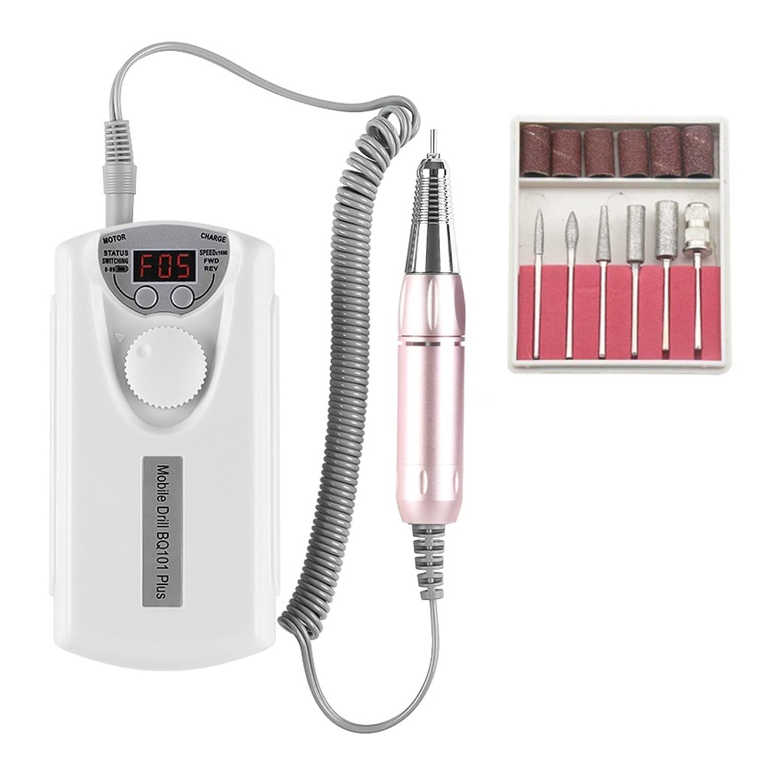 Frezarka do paznokci, Profesjonalny Zestaw Manicure Manchine 30000 RPM Elektryczne Wiertła Do Paznokci Frez Pilnik Do Paznokci Szlifierka Żel Polski Pedicure Zestawy Narzędzi(Wit)