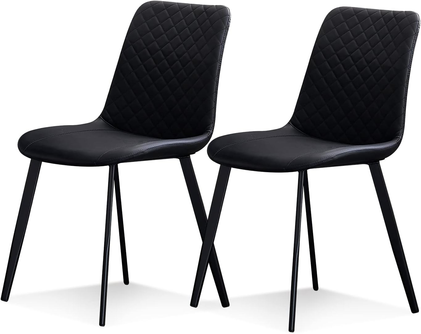 seonyou Black Dining Chairs Set of 2 with Metal Legs, Faux Leather