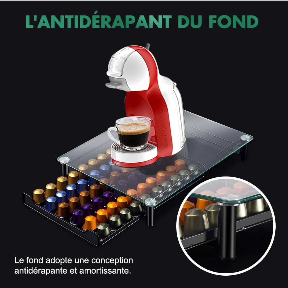 bremermann Scatola per capsule di caffè per 60 x Nespresso, cassettiera in metallo e vetro