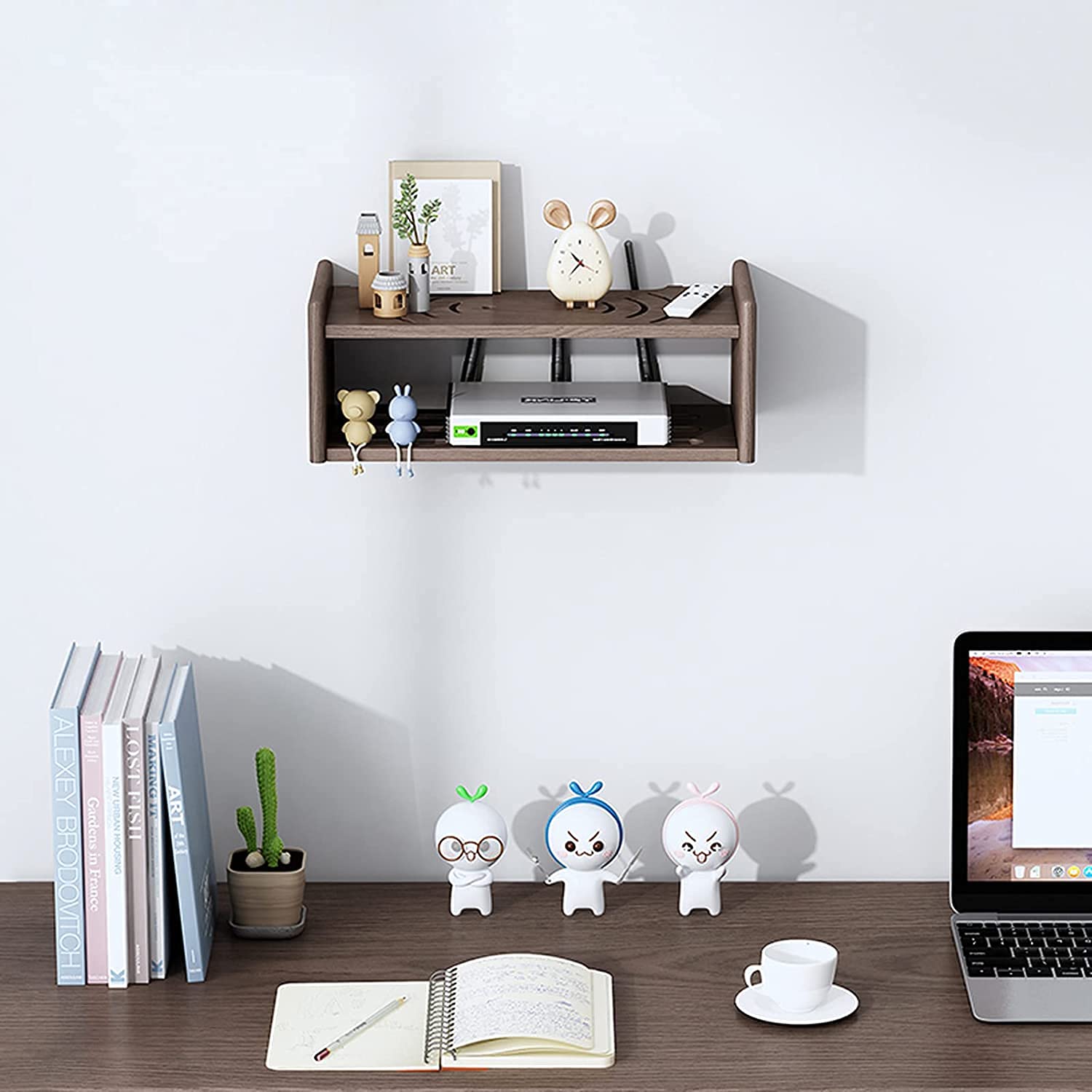 Decoder Modem Organiser Router Rack Shelves Wireless Router Organizer Shelf 30cm - Wall Mounted ...