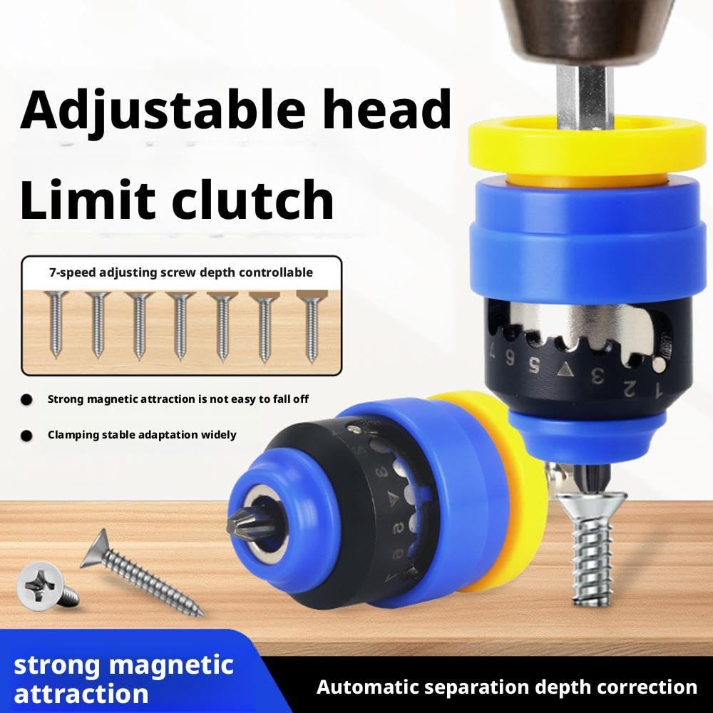 Punta a profondità regolabile con frizione a 7 posizioni 2-8 mm di profondità arresto magnetico automatico esagonale con gambo forte antiscivolo testa PH2 a sgancio rapido testa a rilascio esagonale