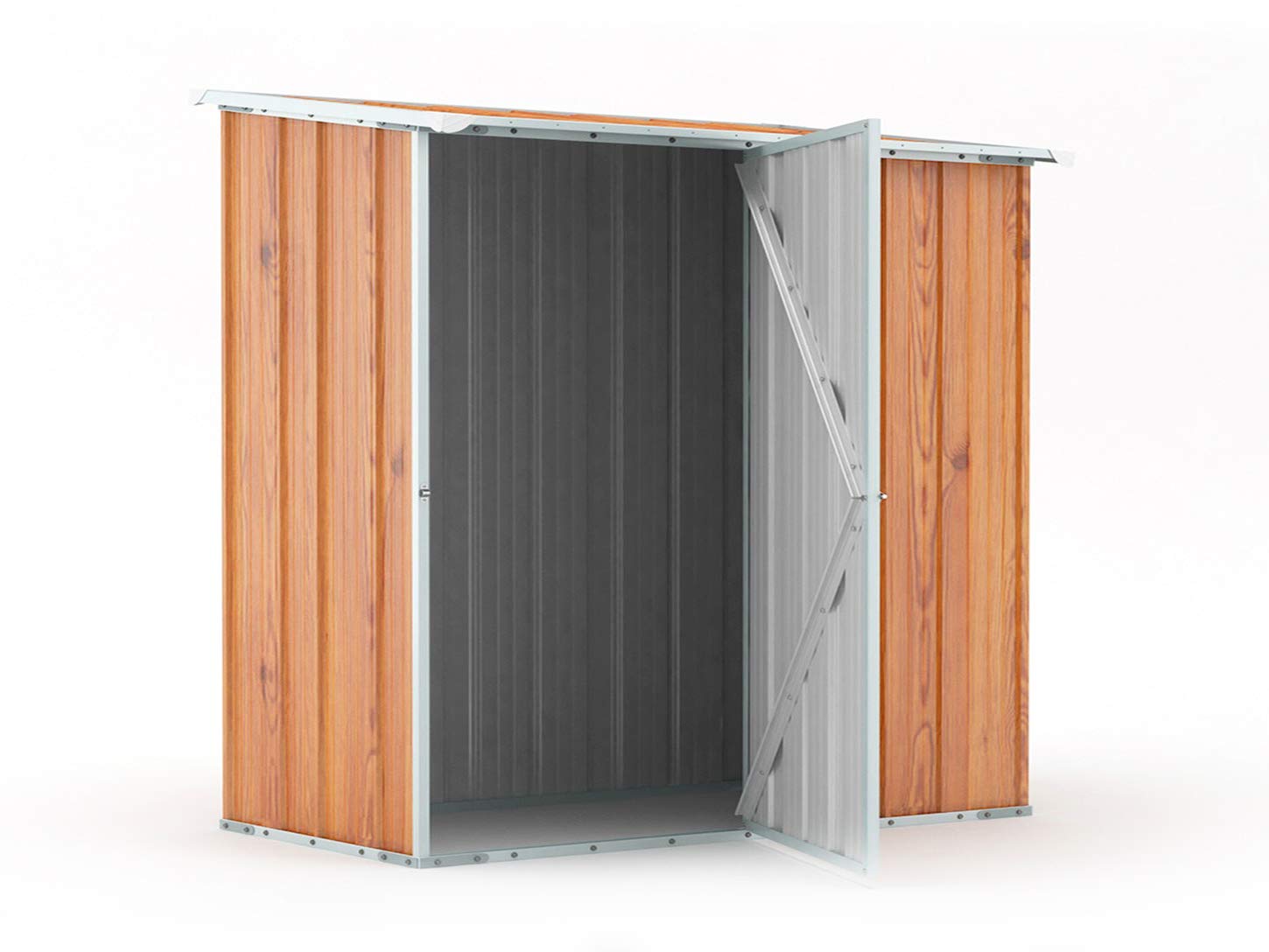 Box in Acciaio Zincato Casetta da Giardino in Lamiera 1.74 x 1.00 m x h1.82 m - 43 KG – 1,74 metri quadri (Finitura Legno)