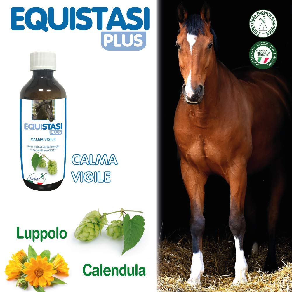 Union Bio® Equistasi Plus 200ML - Calmante Rilassante Non Altera Attenzione Cavallo, Aiuta il Cavallo a Ritrovare Calma ed Equilibrio, in Pre-gara, Per Calmare Senza Ripercussioni Sulla Performance