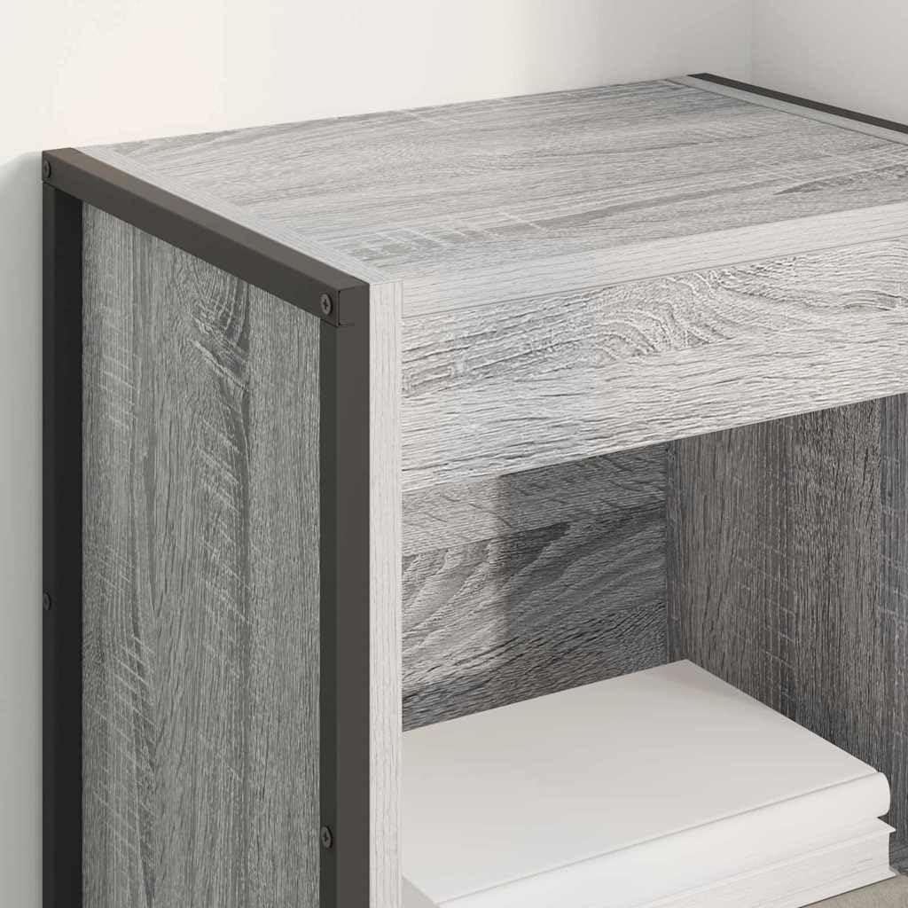 Regał na książki szary Sonoma, 80 x 30 x 155 cm, materiał drewnopochodny ze stalowymi nogami, przemysłowy regał stojący do salonu, biura, sypialni, uniwersalna półka