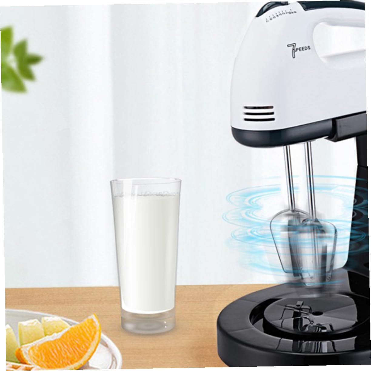 Sbattiuova Elettrico Bianco, 7 Velocità, Plastica e Acciaio | Compatto per Casa e Baking, Adatto a Montare Panna, Accessorio per Amanti delle Preparazioni Dolci