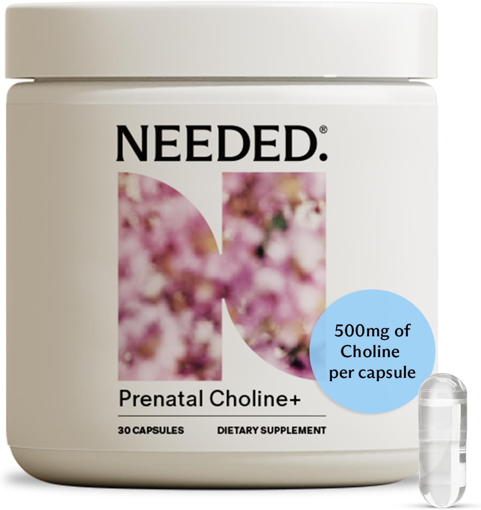 Needed. Prenatal Choline+ Liquid Capsules for Cognitive Development - Choline Supplements For Pregnancy - Aids Baby Brain Development & Supports Healthy Pregnancy - Third Party Tested - 30 Liquid Caps