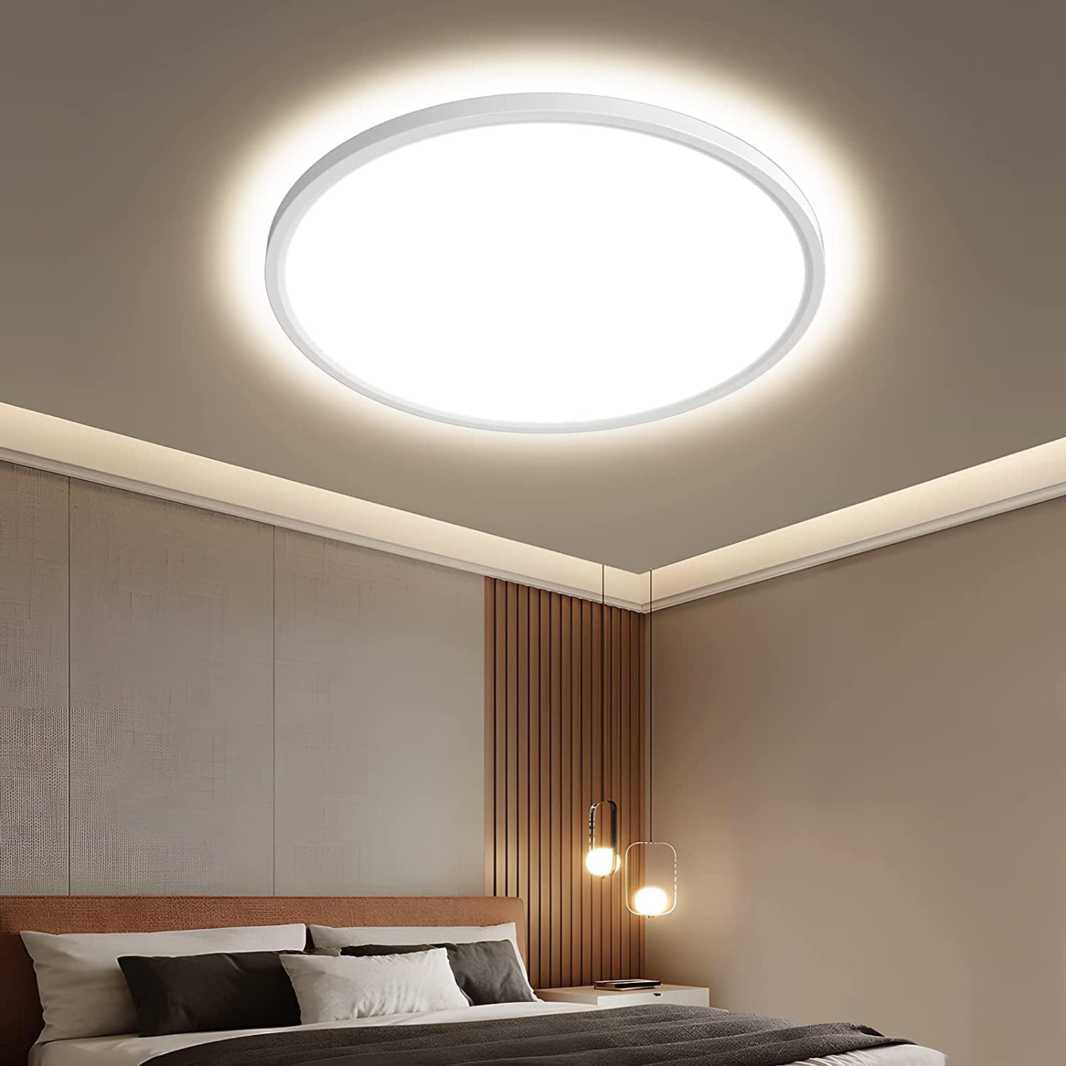 OTREN Plafoniera LED Soffitto, Lampadario Bagno 2400lm, Lampada Luce Moderna per Camera da Letto, Cucina, Soggiorno, Ufficio, Balcone, 4000K Luce Calda, Ø30CM