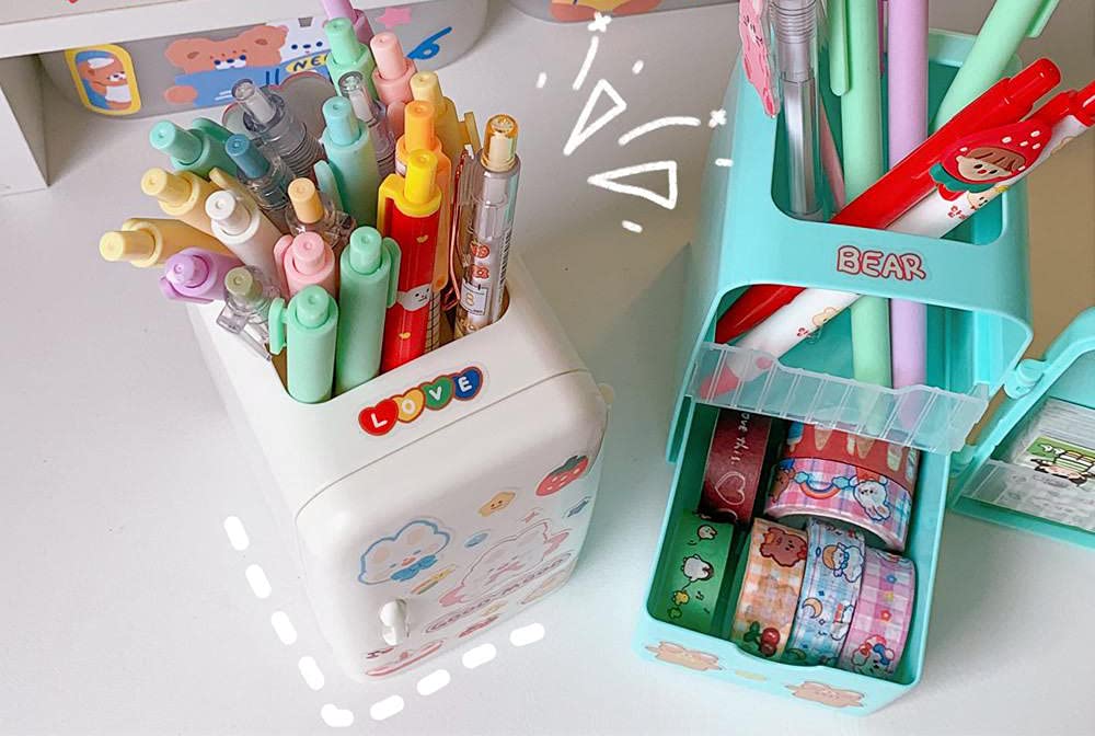 Amazon | ペン立て ペンスタンド 大容量 面白い 冷蔵庫型 取り外し可能