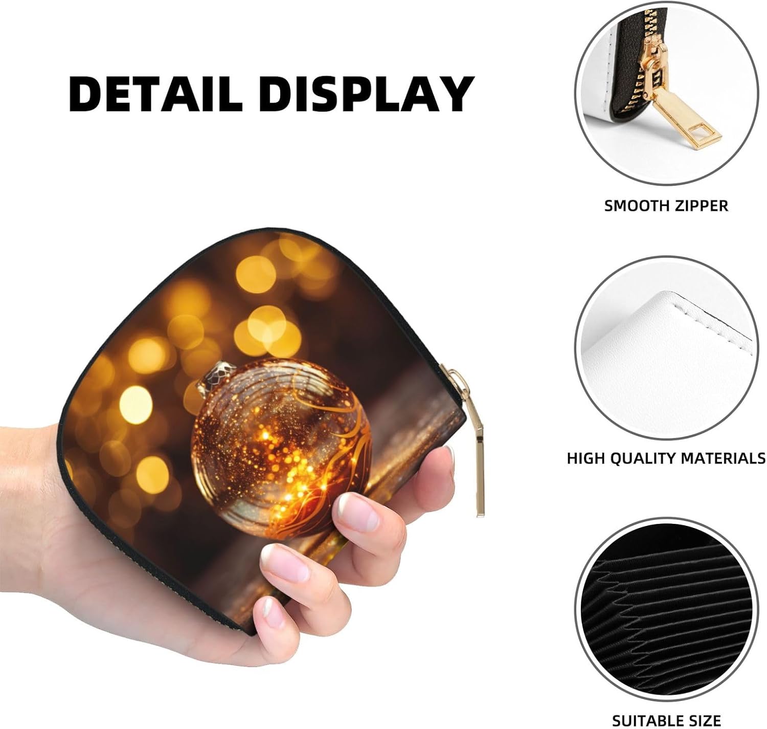 Xmas Ball print Wallet Credit Cards Holder Business Card Case for Men Women Compact Size for Adults
