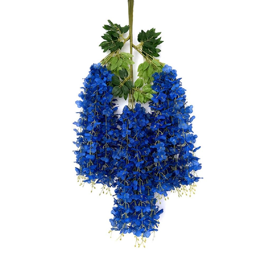 WEISPARK Fake Hanging Flowers - 12 Pieces 3.75 Feet/Piece Artificial Wisteria Vine Ratta Hanging Garland Silk Flowers for Home Party Wedding Decor (
