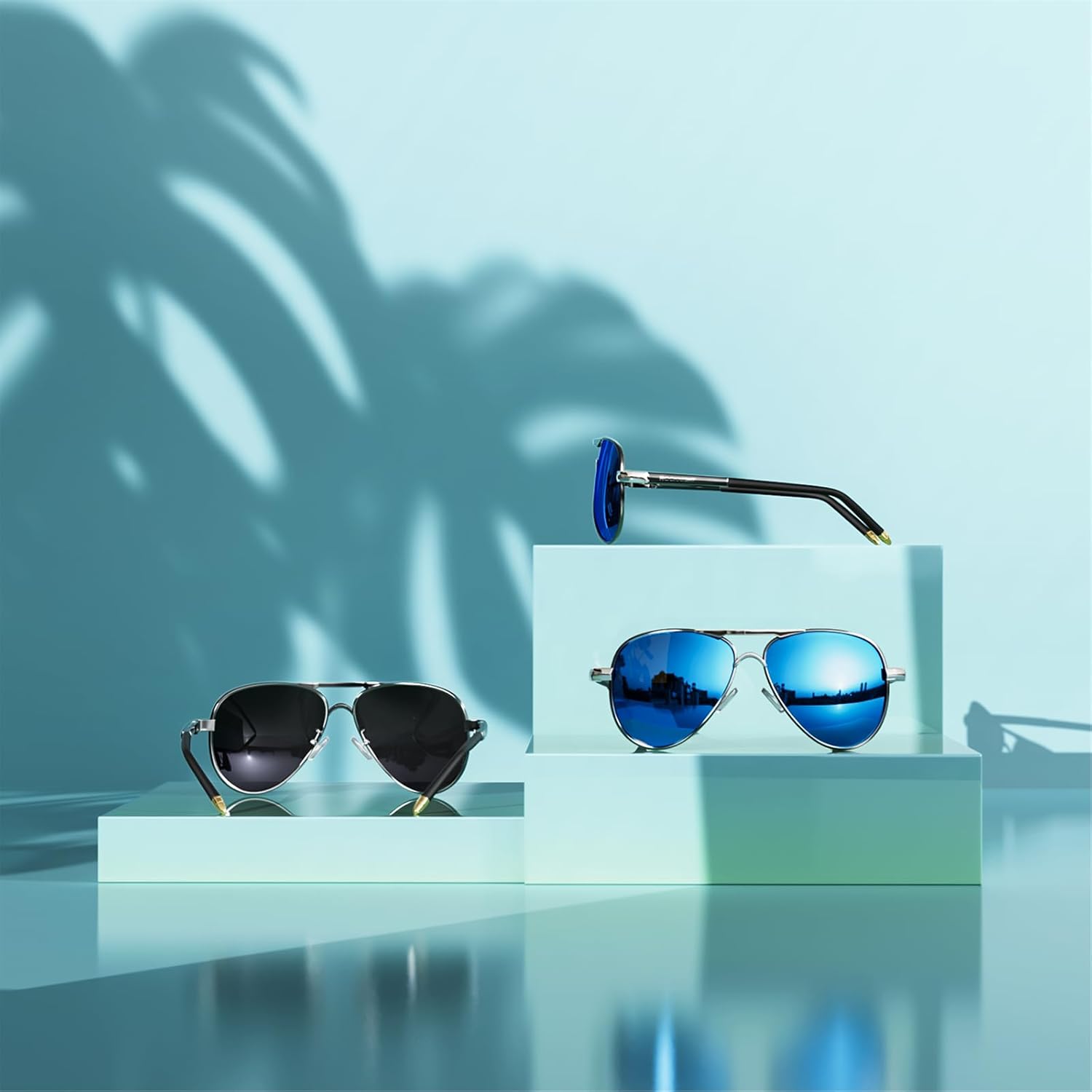 ROCKNIGHT Polarized Aviator Sunglasses for Men Women Metal Flat Top Sunglasses lightweight Driving UV400 Outdoor 58mm - Image 3