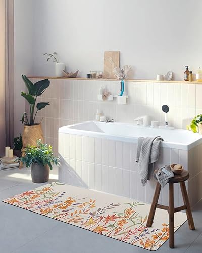 Miniatura 9 de American Farmhouse - Tapete de baño con hojas para bañera, antideslizante, de secado rápido y absorbente, de tierra de diatomeas, para fregadero de