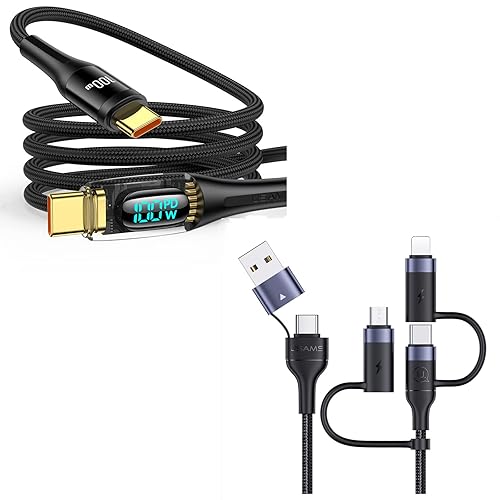 YOUSAMS Cable de carga múltiple de 60 W cable de pantalla LED USB C de 100 W