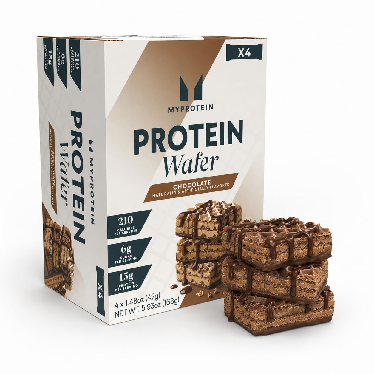 Myprotein Crispy Protein Wafers | 15g Protein | Box of 4 | Chocolate | High Protein Snack Bar | Milk & Whey Isolate | Low Sugar