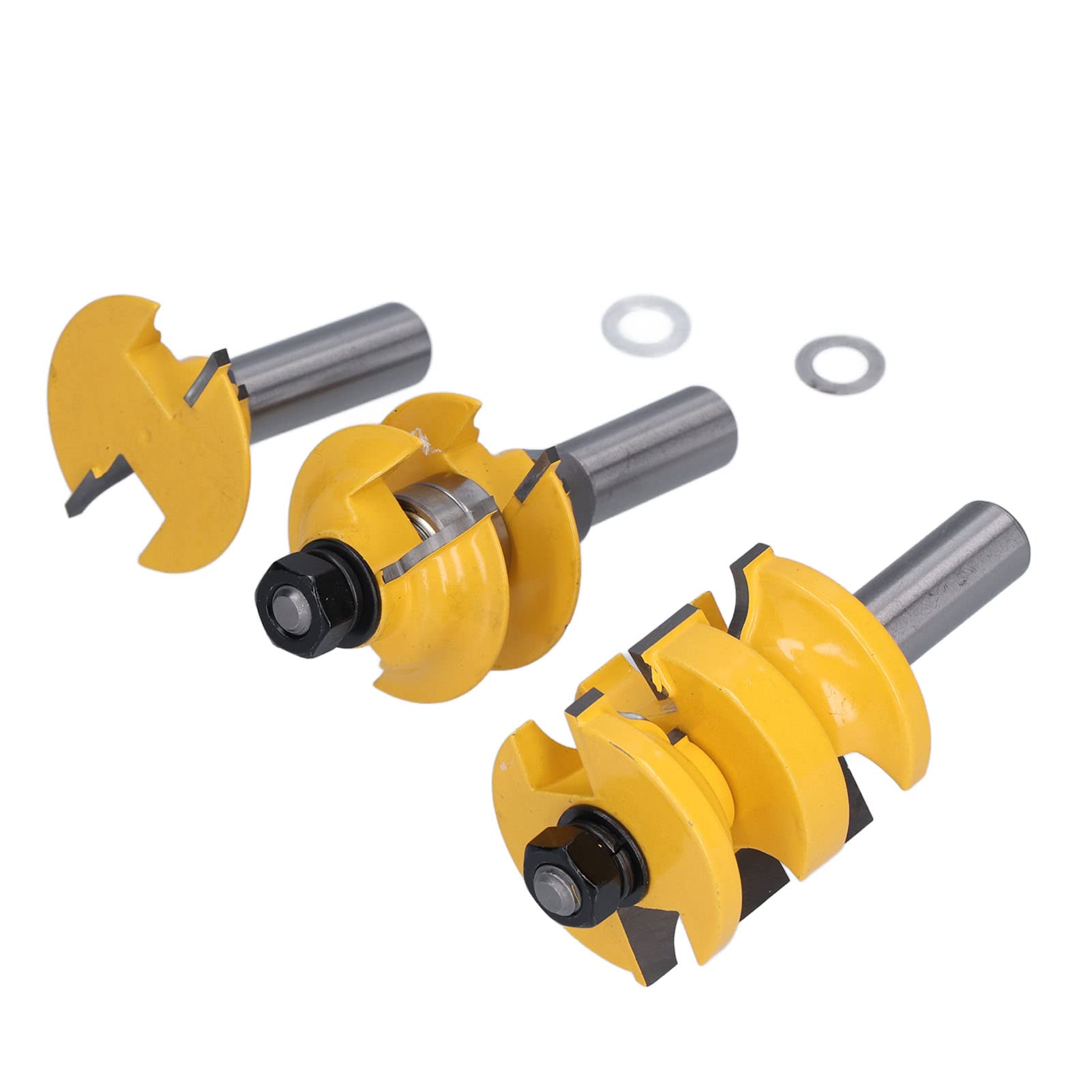 Set di Punte per Fresatura su Rotaia, Punta per Fresa per Telaio Porta in Acciaio Al Carbonio 3 Pezzi, Gambo da 1 2 Pollici, Tagli a Tenone Puliti, Rivestimento in PTFE Anti-gioco per la