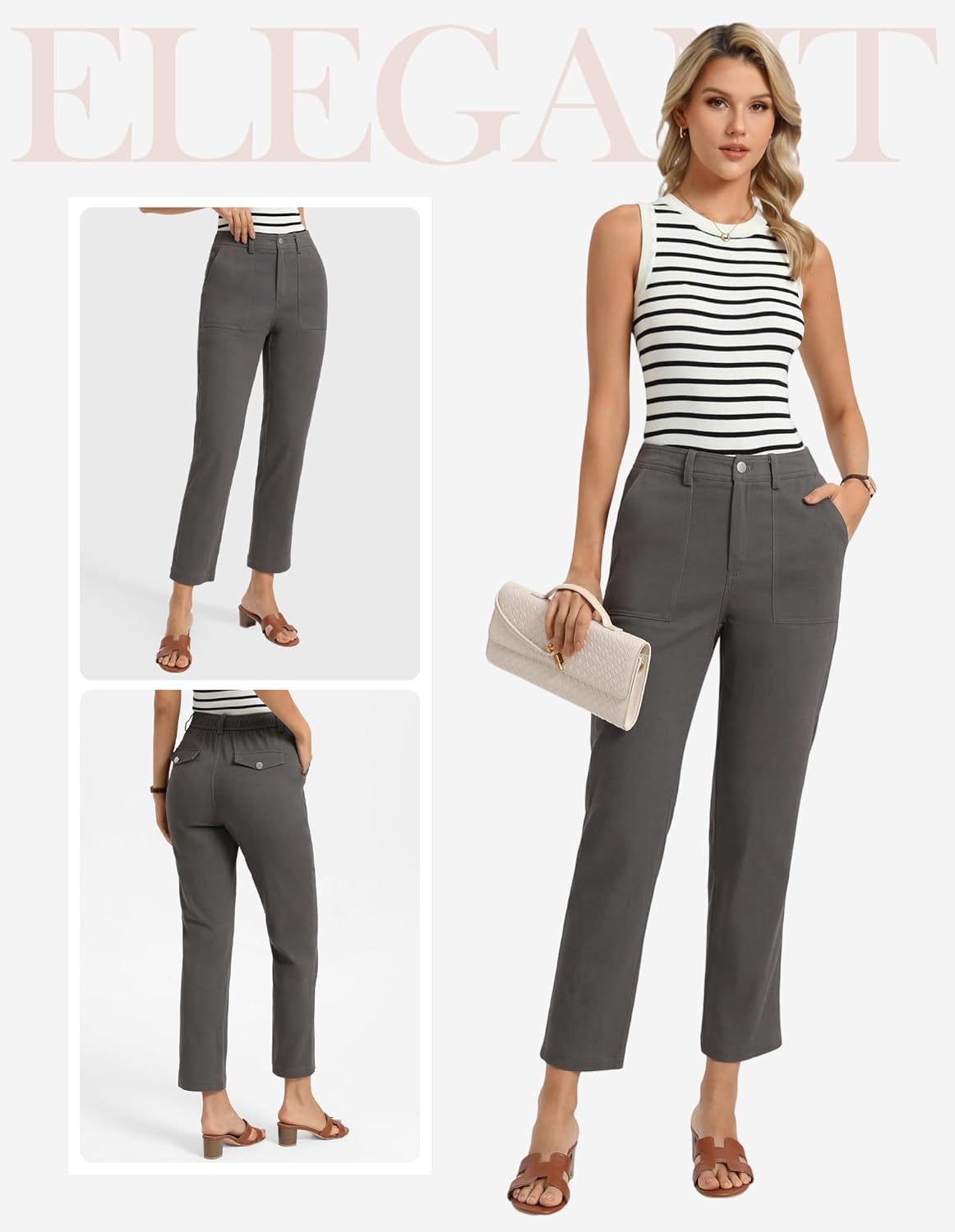 GRACE KARIN Womens High Waisted Work Pants Business Casual 2026 Ankle Length Office Dress Trousers with Pockets - Image 4