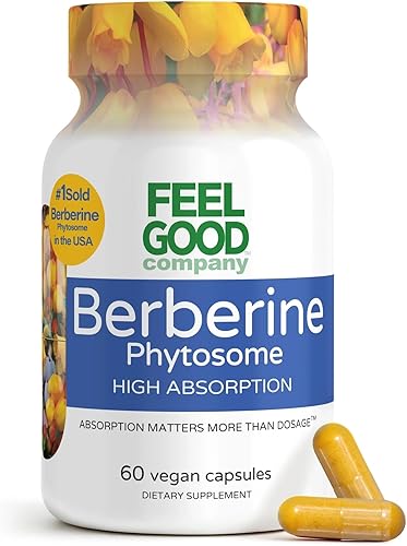 Feelgood Company - Berberina - Alta absorción - equivalente a 2200 mg - Suplemento herbario - Baja glucosa en sangre - Ayuda al colesterol - 60