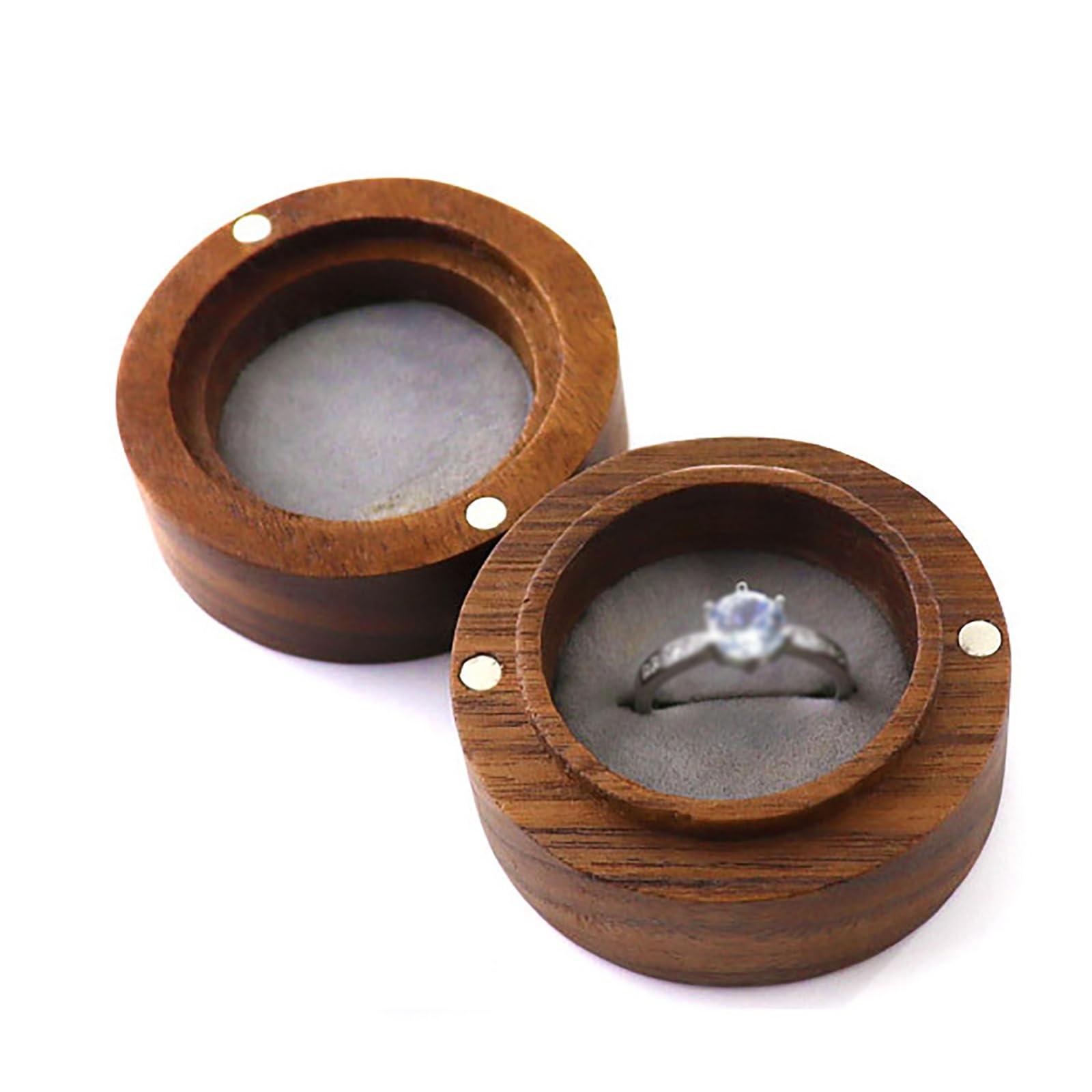 DUMRALBQE Wooden Ring Box Creative Round Wooden Ring Box for Storage and Placement(Grey)
