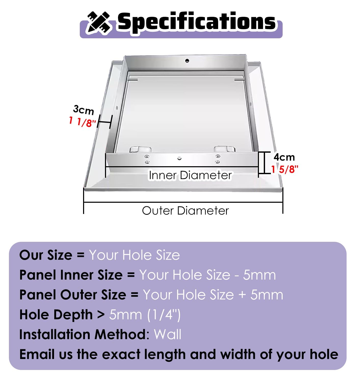 Trampilla Pladur Trampilla de Acceso de Acero Inoxidable 304 Con Llave de Bloqueo, Puertas de Cocina de Uso Intenso para Exteriores en Pared, Techo y Suelo(22x32cm/9x13in)