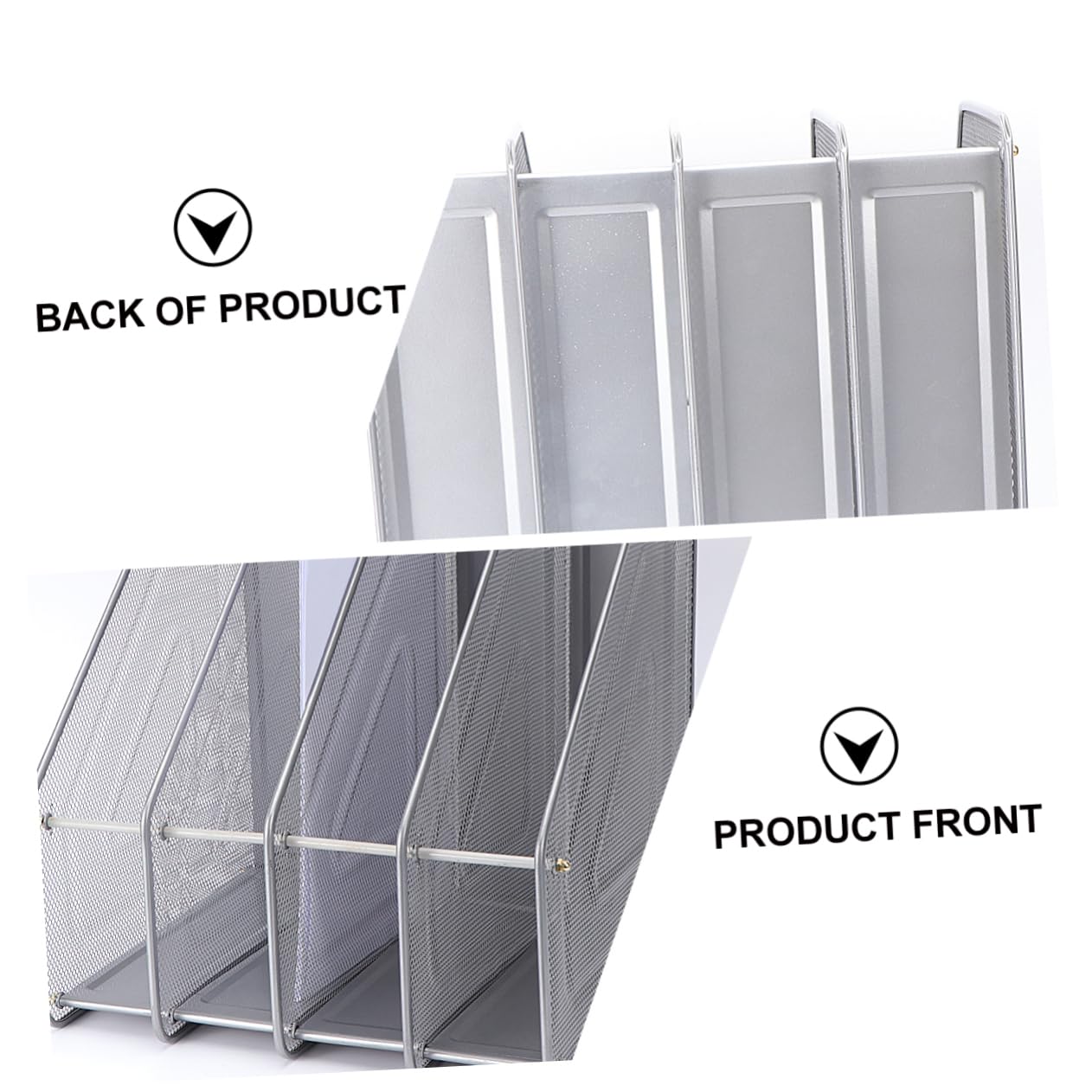 Organizzatore da Scrivania in Metallo a 4 Scomparti | Argento, 31x30x30cm, per Casa e Ufficio, Struttura Autoportante per Documenti e Quaderni