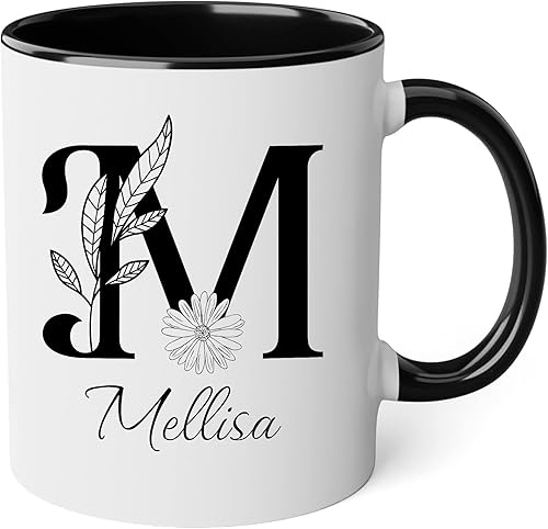 Tazas de café con inicial, taza de café inicial, regalos con monograma inicial para mujer, tazas personalizadas con nombres, tazas de monograma,