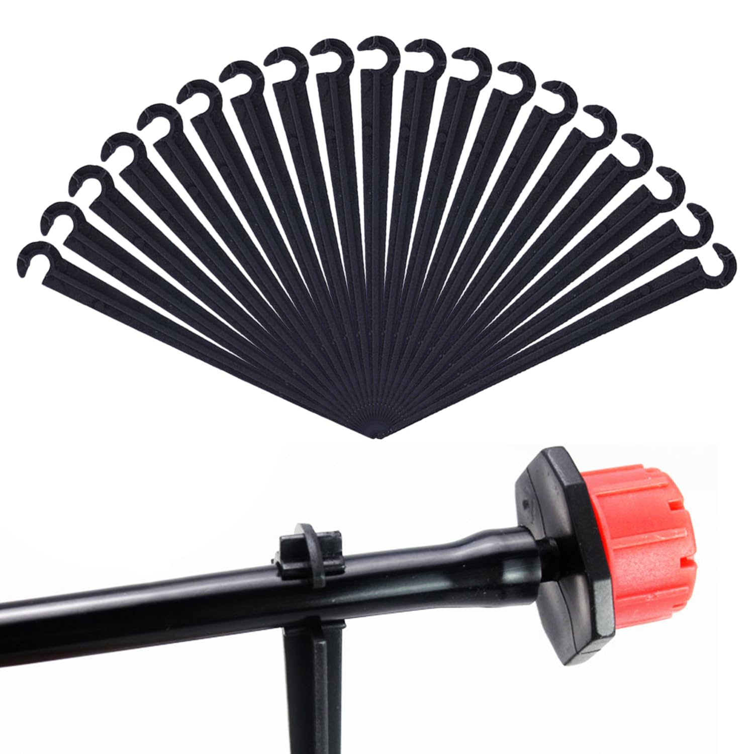 100 supporti per tubi capillari neri, accessori per irrigazione, supporti per tubi a goccia, supporti per prese a terra, supporti per tubi flessibili, ancoraggi a terra per tubo capillare di