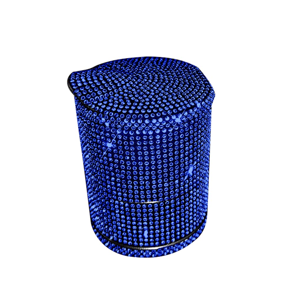 Surakey Bling Crystal Car Ashtray Cigarettes with Blue Rhinestones Auto Vehicle Air Vent Ash Holder Container for Women Car Trash Can with LED Light — Size:9cmx6.5cmx6.5cm