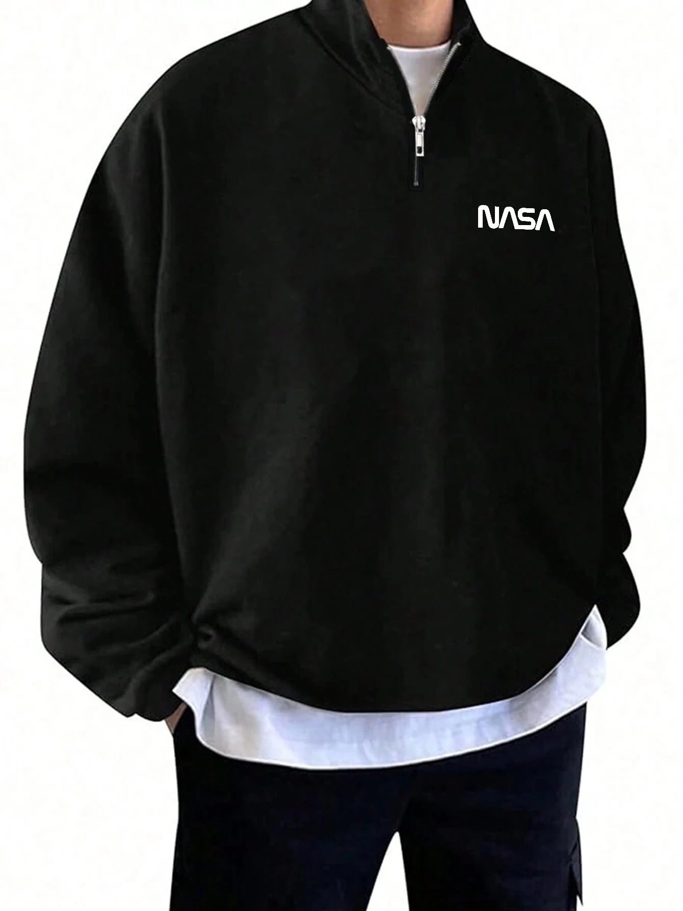 sxv style Boston Printed Half Zipper Collared Sweatshirt for Men-picture-48