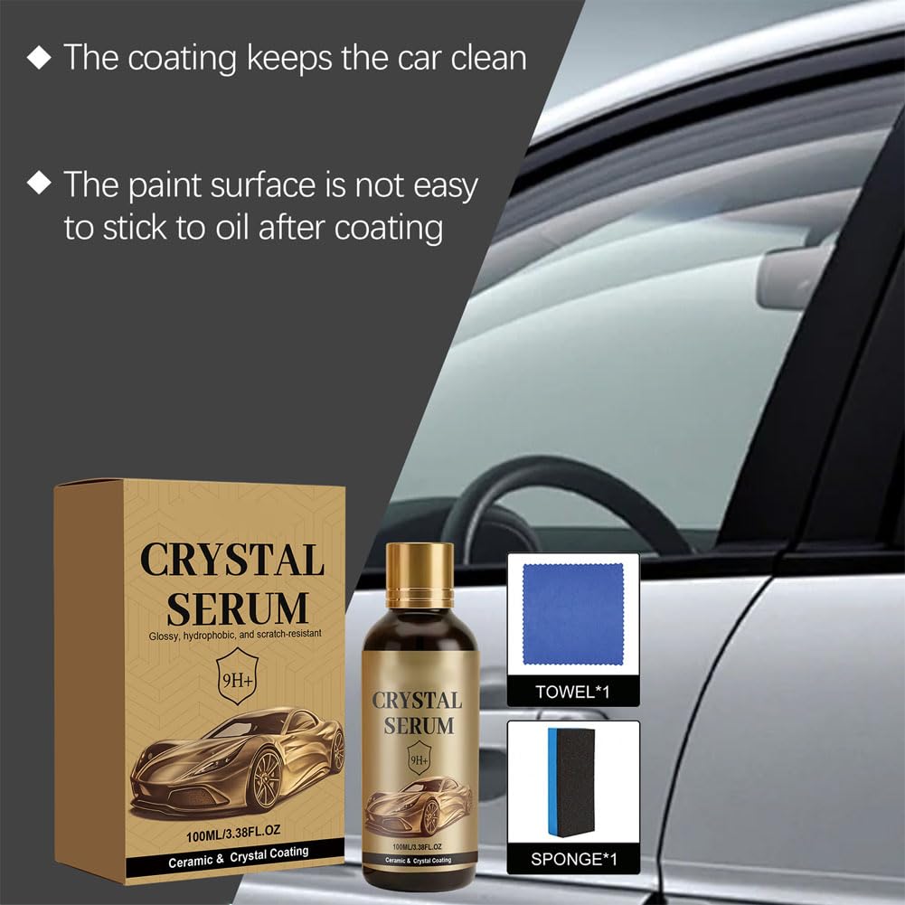 PTZ Crystal Serum, Graphene Ceramic Coating for Cars, 9H Hardness Spray Coatings, Crystal Gloss Auto Coating Liquid for Paint, Glass & Wheels, Easy DIY Car Detailing (1Pcs) - 3