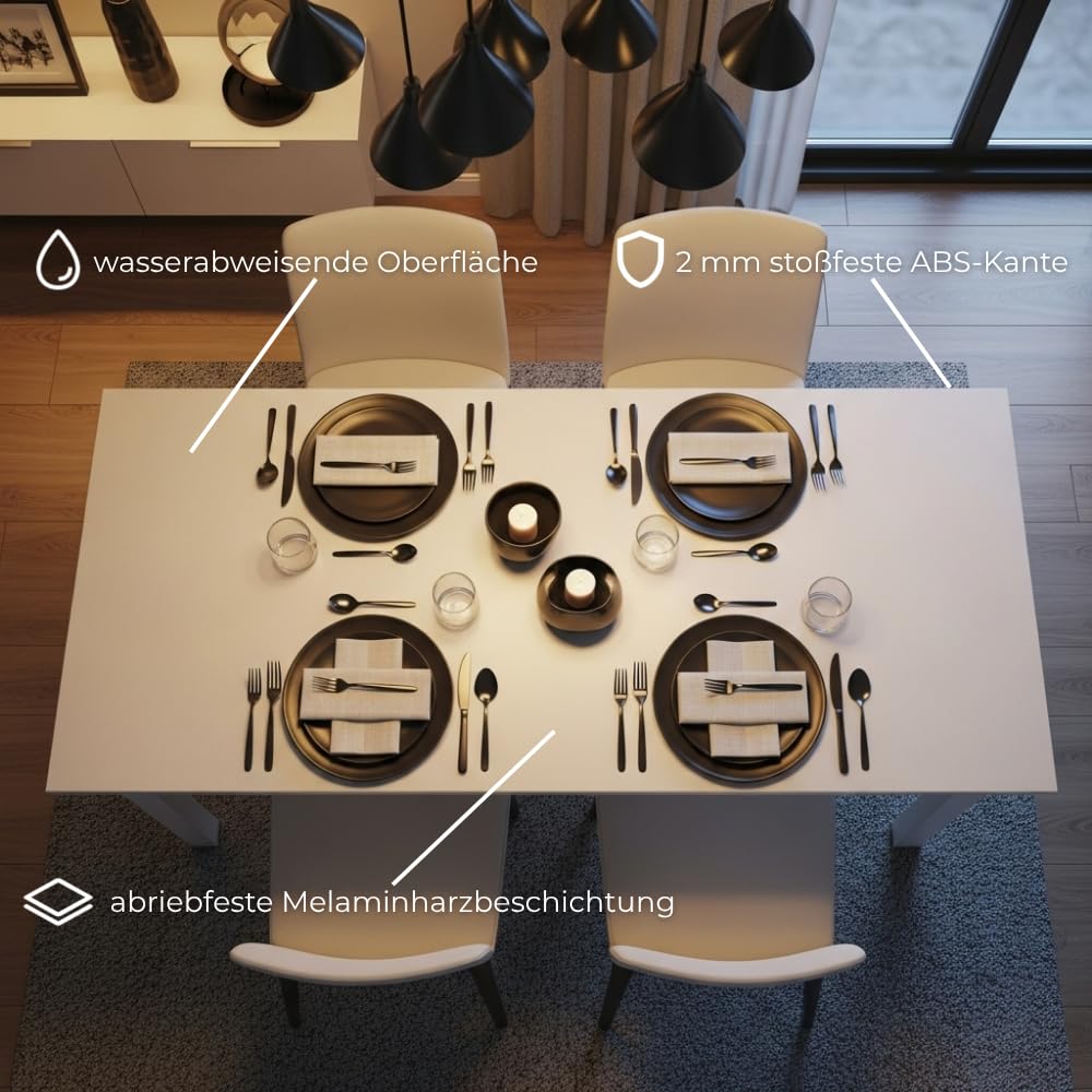 AUPROTEC Tischplatte 28 mm | 180x100 cm 6 Personen | extra stabil & dick für Esstisch/Wohnzimmer | wasserabweisend & Kratzfest | Anthrazit | 2 mm ABS-Kante