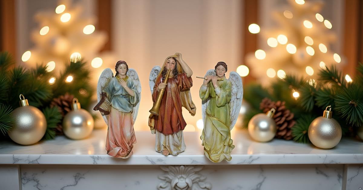 5" Musical Angel Set 3 PCS, Easter Fairy Figurines, Mini Spring Tabletop Decor, Cute Collectible Home Decoration image 5