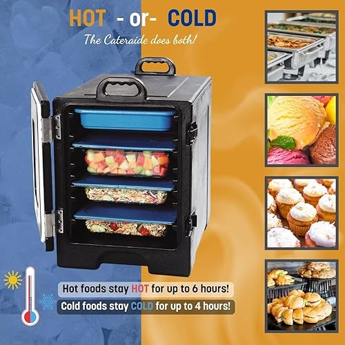 Miniatura 4 de CFS Cateraide - Bandeja de comida de doble capacidad aislada de plástico con carro, capacidad de 10 sartenes, 50 pulgadas, marrón