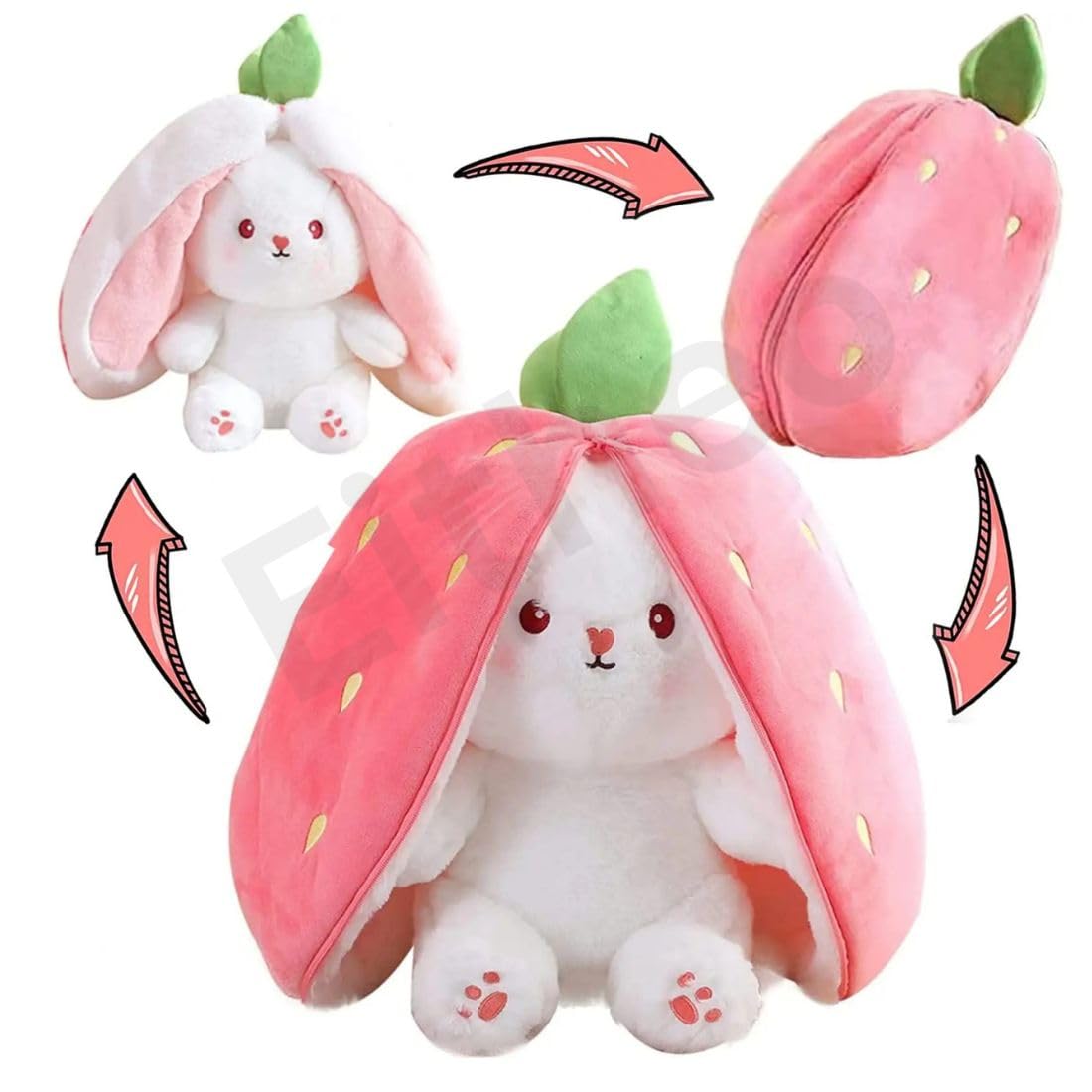 EITHEO Reversible Bunny Stuffed Toy - Soft Strawberry Bunny Plush – Cute Plushies Gift for Girls & Kids – Versatile Soft Rabbit Toy, Pillow (35 cm) (B0CVL9LZ84) Amazon Price History, Amazon Price Tracker