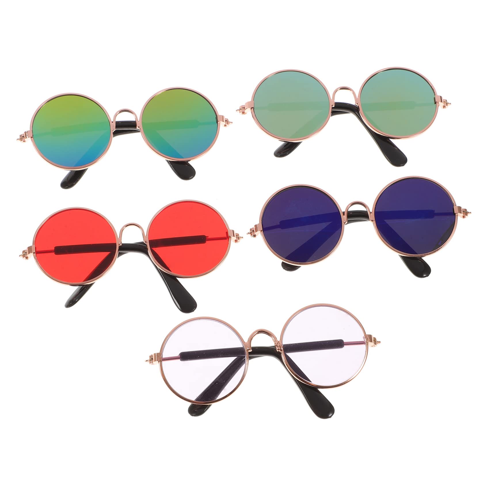 SUPVOX Pet Photo Props 5pcs Dog Cat Sunglasses Stylish Pet Glasses Weatherproof Uv Blocking