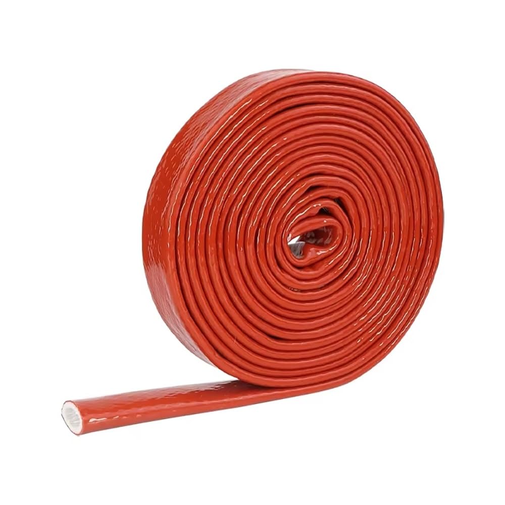 Manga ignífuga de 3 metros - Tubo de fibra de vidrio de silicona resistente a altas temperaturas (ID de 4 mm-35 mm) - Retardante de llama(Red,35mm)